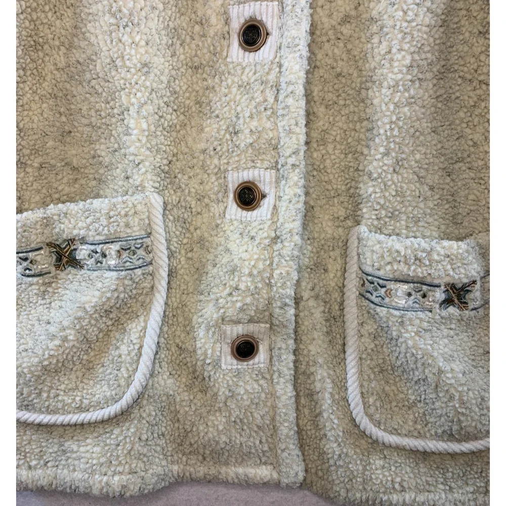 Vintage Haband Women Oversized‎ Sherpa Button Jacket Sz XL Cottage Folk Rustic